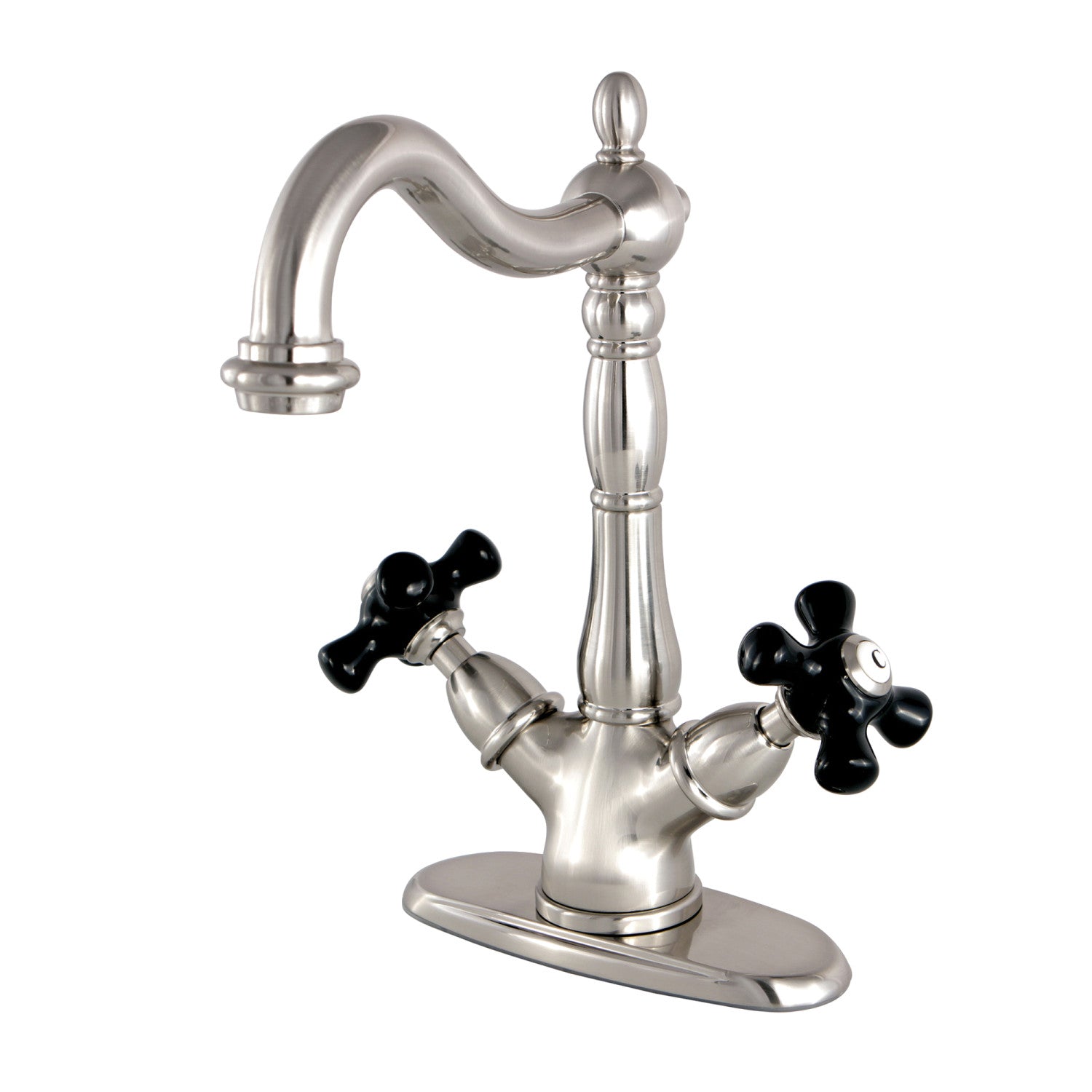 Kingston Heirloom KS1498PKX - Duchess Two-Handle 1-or-3 Hole Deck Mount Vessel Faucet, Brushed Nickel — image 1